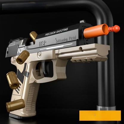 Bullet Toy Gun Pistol with Ejecting Shells & 100 Bullets, Semi- Rapid Fire Foam Blaster for Kids Boys Ages 6+