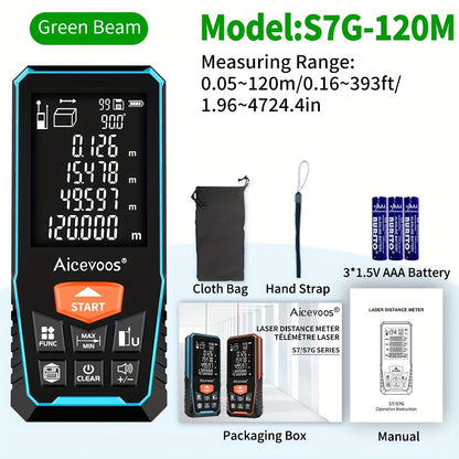 Laser Distance Meter Green Beam Digital Rangefinder 50M 70M 100M 120M Laser Tape Measure with LCD Display for Construction Surveying Indoor Outdoor Measuring
