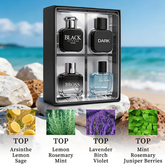 Cologne Gift Set for Men 4-Pack Fresh Eau de Parfum Long Lasting Crisp Scents 1 fl oz Each with Optional 1.5oz Body Mist Bundle Perfect Gift for Him
