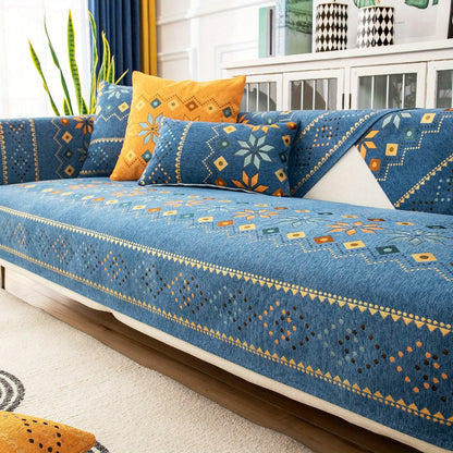 Sofa Cover Bohemian Geometric Panels for 1 to 4 Seats, Armrest or Backrest in Five Color Options