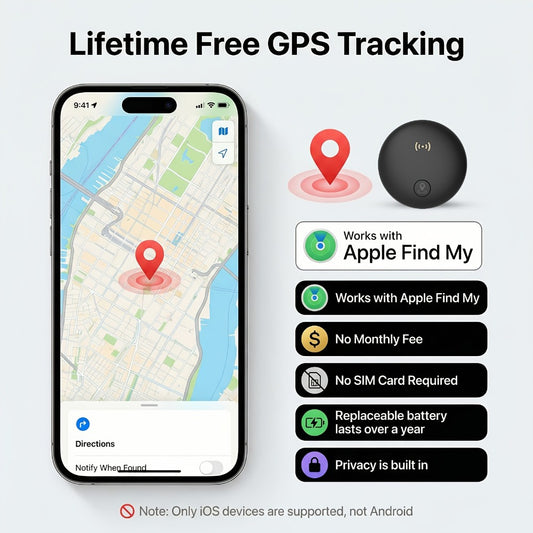 Magnetic Mini GPS Tracker No Monthly Fee No SIM Card Required – Built-In Strong Magnet Real-Time Vehicle Tracking Apple Find My (iOS) Global Anti-Theft for Car Truck Bicycle (1-Pack / 2-Pack)