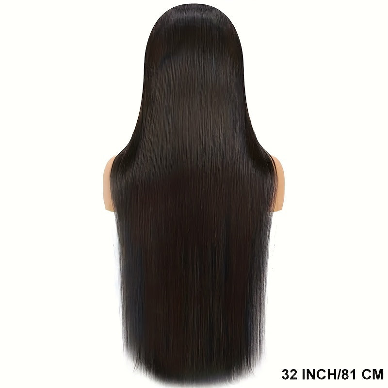 Straight Human Hair Wig with 4x4 Lace Closure, Center Part and Black 16–36 Inch Length Options