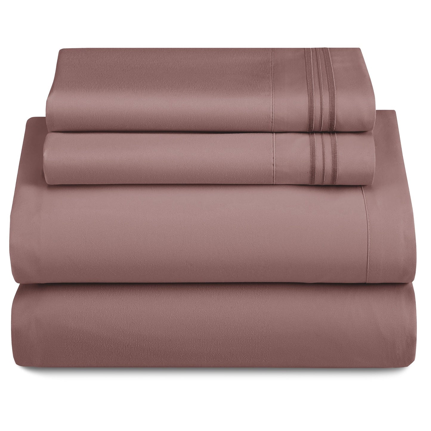 Bed Sheet Set 1800-Series Microfiber with Six Fitted-Sheet Sizes and Twenty Solid Color Choices