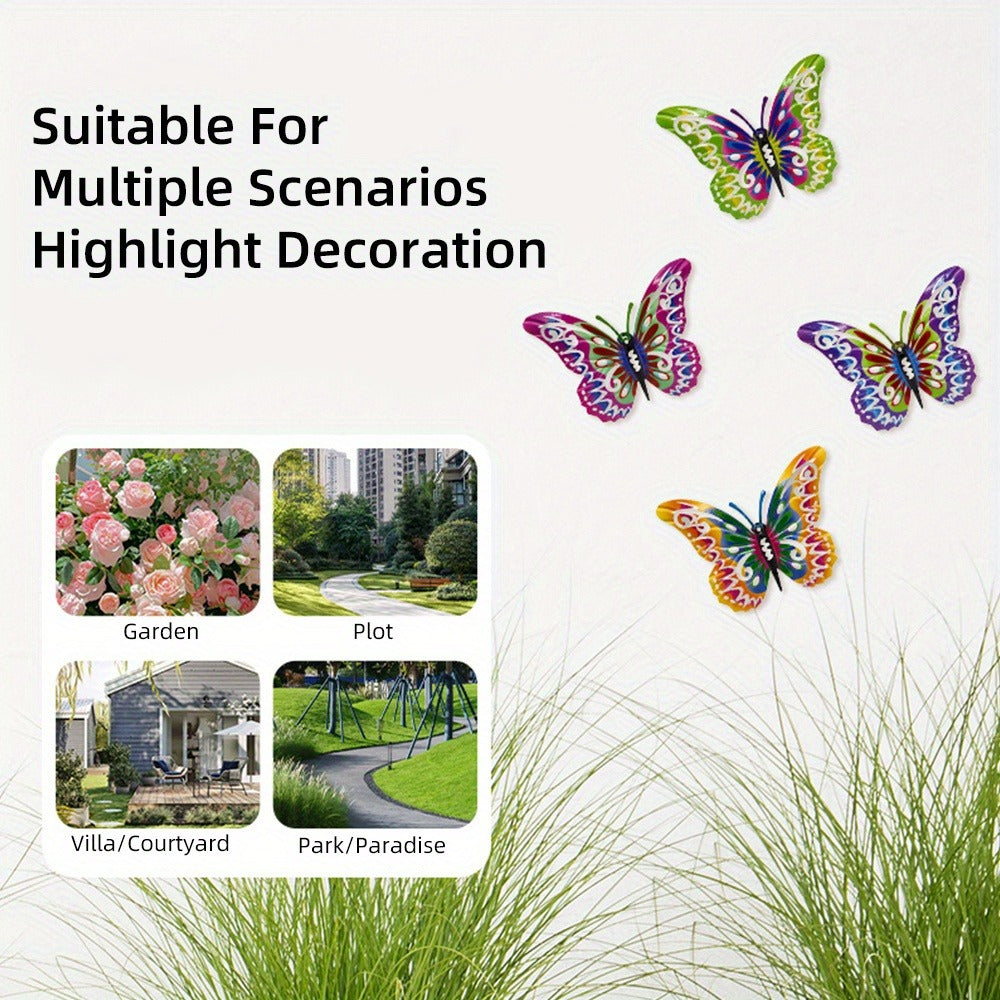Colorful Metal Butterfly Wall Decor, Eight-Piece Set with 3D Folded Wings in Eight Distinct Designs