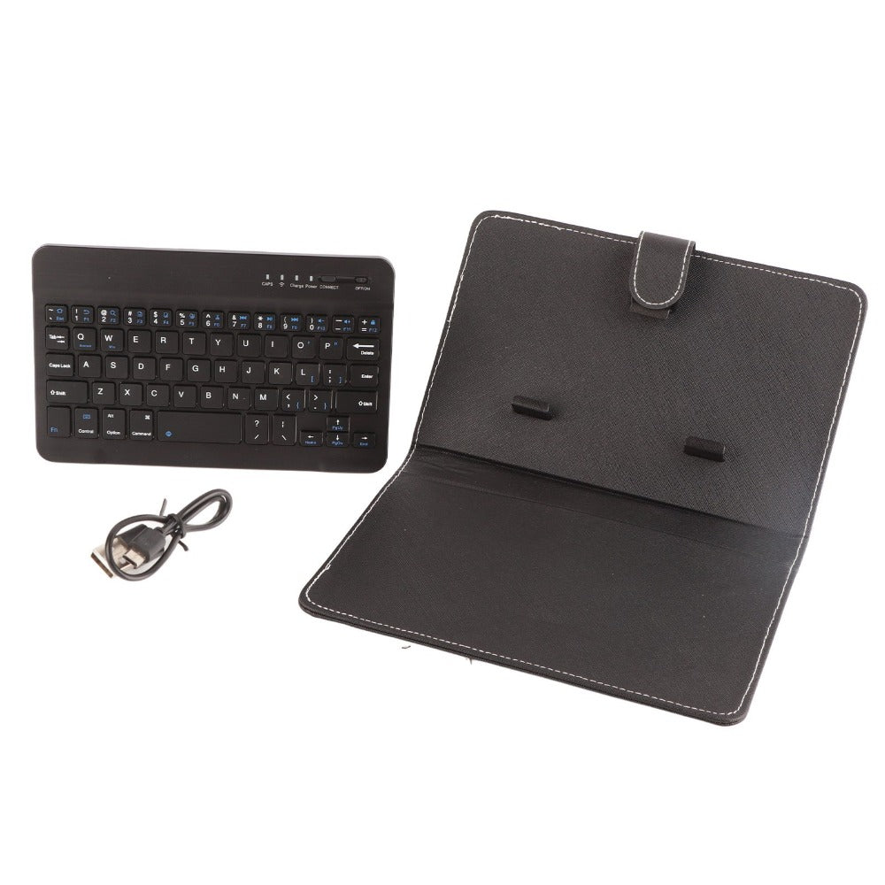Collapsible Bluetooth Keyboard with Built-In Phone Stand – Wireless Portable Keyboard for Smartphones Tablets Laptops, Compatible with iOS Android Windows, PU Leather Case, Black Business Travel Keyboard