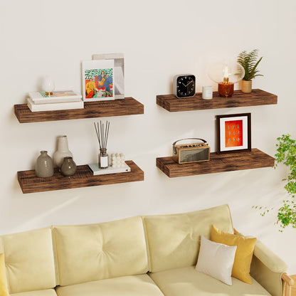 15.8-Inch Floating Wall Shelf Set with Concealed-Style Brackets, Five Finishes and 4- or 8-Piece Options