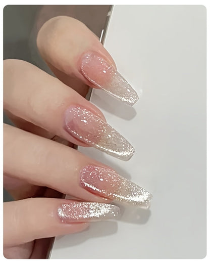 White Glitter Cat Eye Gel Polish Set 2pc Sparkling Magnetic with Stick Included | Soak Off UV LED 0.51oz Each Semi-Permanent 3D Nail Art | Salon & Home DIY Manicure Kit for Women Beginners