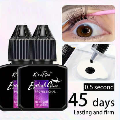 Low Allergy Lash Glue Set — Strong Hold Eyelash Extension Adhesive 6-7 Weeks Retention, Quick Dry DIY Lash Bond for Individual & Cluster Lashes, Sensitive Eye Safe Beginner-Friendly Formula, Black