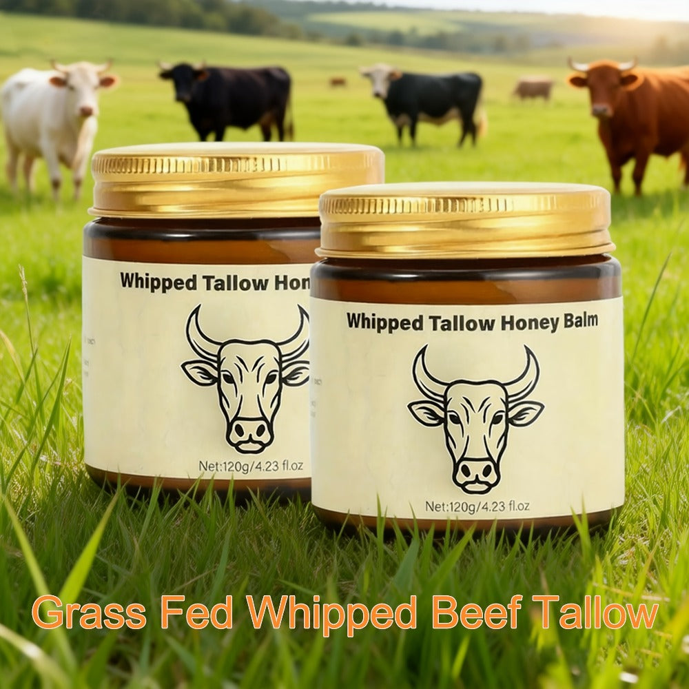 Body Cream 2-Pack Whipped Tallow Honey Balm in 120g Jars for Face, Hands and Everyday Body Care