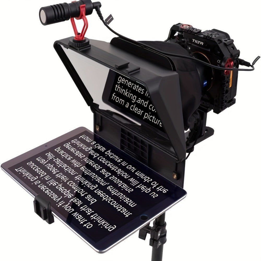 A10 Portable Teleprompter for Smartphone & DSLR Camera, Phone Holder & Remote Control for Video Recording