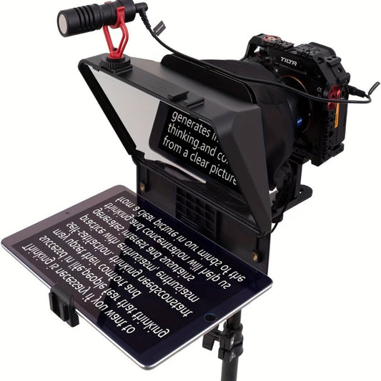 A10 Portable Teleprompter for Smartphone & DSLR Camera | Phone Holder & Remote Control for Video Recording, Live Streaming, Interview, Stage Presentation & Speech