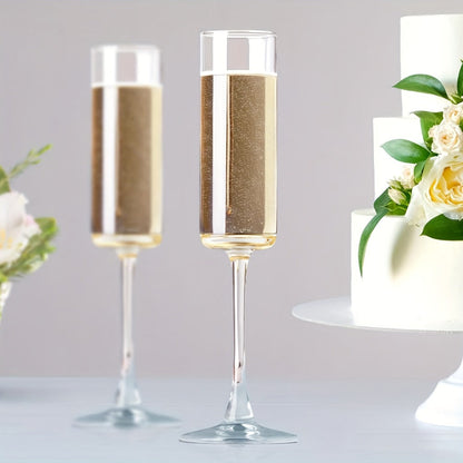 Six-Piece 6.5 oz Clear Glass Champagne Flute Set with Reusable Stemmed Design for Celebrations