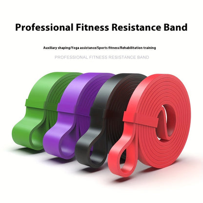 Four-Piece Color-Coded Long Loop Resistance Band Set with Pictured 15-125 lb Labels and Storage Bag