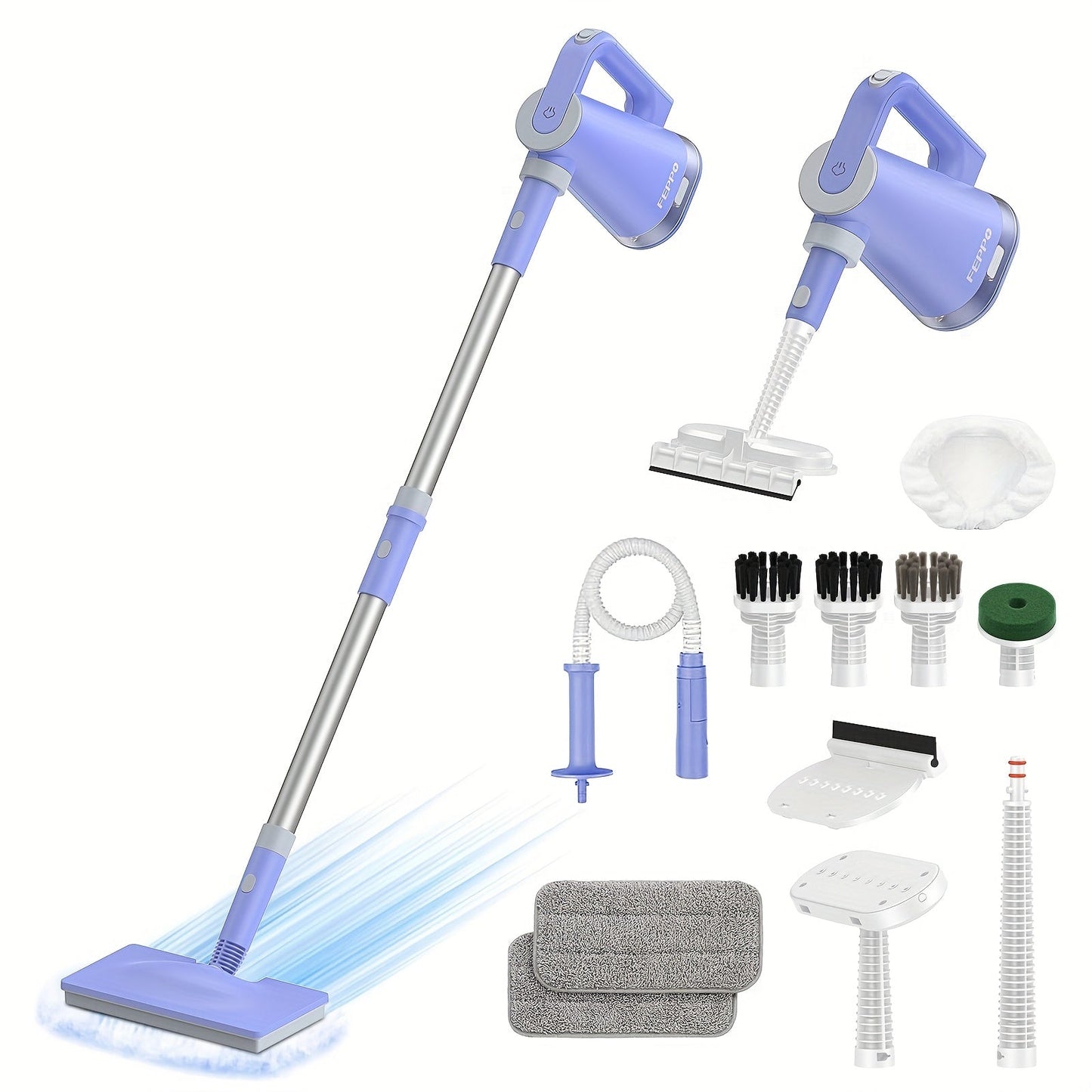 Steam Mop with Detachable Handheld Steam Cleaner 10-in-1 Multi-Purpose Attachments - 2 Pads, Carpet Cleaner for Home, Tiles, Grout, Windows, Kitchen & Bath, Powerful Floor & Sofa Steamer, 4 Colors