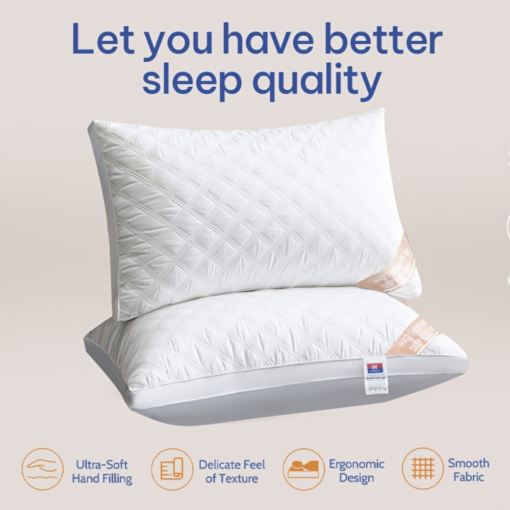 Queen Size Pillows for Side Sleepers, 800g Heavyweight Hotel Collection, Down Alternative, Ultra-Plush & Resilient
