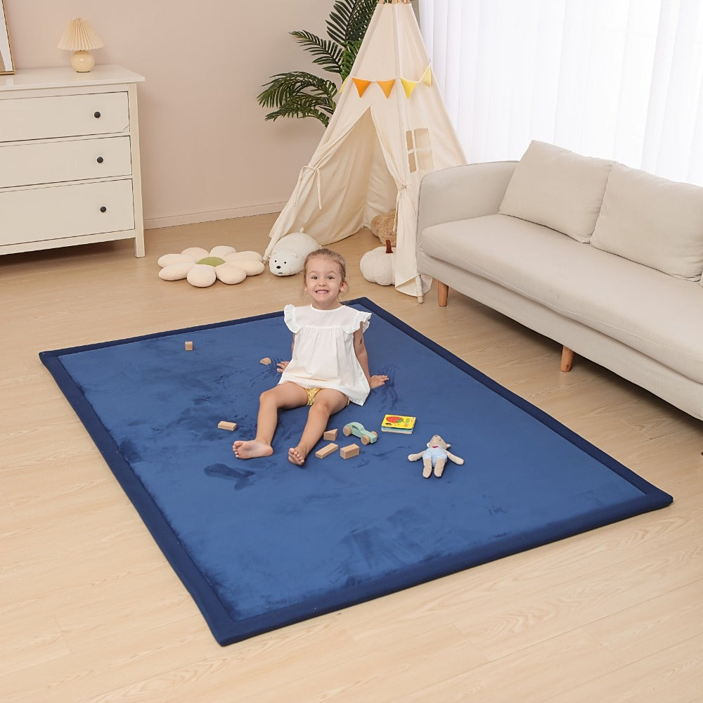 Padded Tatami-Style Area Rug in Six Solid Colors with 50-Inch Square to 79 x 118-Inch Sizes