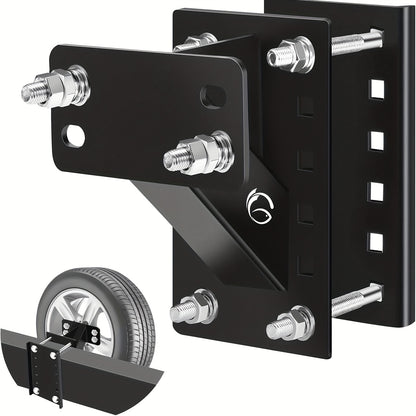 Spare Tire Carrier Bracket for Boat Trailer – Heavy-Duty Lock Frame, Fits 4 5 6 Lug Wheels, 4.5•5.5 Inch Bolt Patterns, Rear Mount Spare Tire Holder