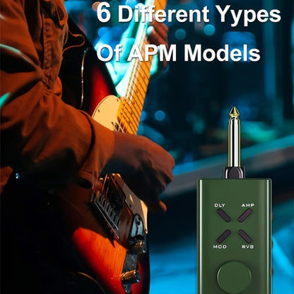 JUSTPRO Pocket Guitar Headphone Amp with 6 Amp Modules and 24 Guitar Effects, Mini USB Rechargeable Portable Plug-In Guitar Amplifier for Electric Guitar Silent Practice
