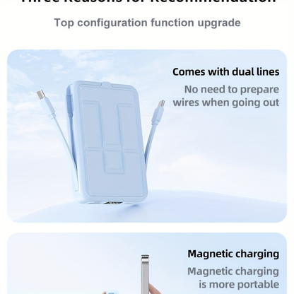 10000mAh Mobile Power, 22.W Magnetic Charging Treasure, Comes with Convenient Dual Cable, with LED Power Display, Stand Mobile Power, Can Charge 5 Devices At The Same Time, Comes with Stand, Can Be On The Plane