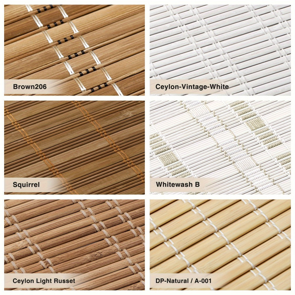 Woven Bamboo Roman Window Shade in Six Exact Color Names, 60-Inch Height and Widths from 23 to 48 Inches
