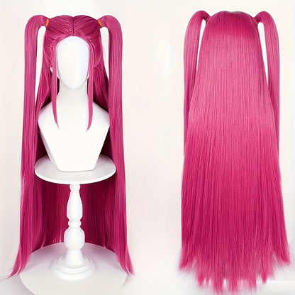 K-Pop Cosplay Wig Long Straight 30 Inch – Korean Idol Costume Hair for Halloween, Anime Convention & K-Drama Character Dress Up, Rose Red, Purple & Black Purple Colors for Women & Girls