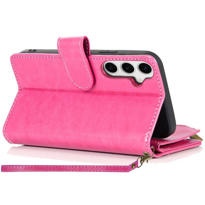 Phone Case Faux Leather Folio Wallet with Card Slots, ID Window and Zipper Pocket for Samsung Galaxy S25 FE