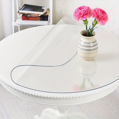 Round PVC Table Cover Clear Tablecloth 2MM Thick Scratch-Resistant Waterproof Table Protector for Dining Table Coffee Table Restaurant Outdoor