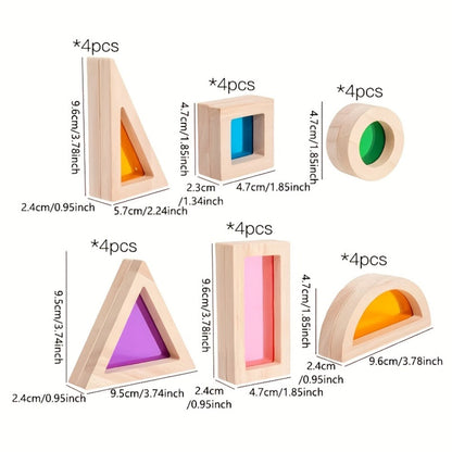 Translucent Acrylic Building Blocks for Kids – Colorful Geometric Construction Toy Set, Sensory Light Table Play, STEM Educational Toy for Toddlers, Birthday Holiday Gift for Boys & Girls Ages 3+