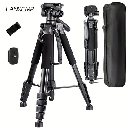 Camera Tripod 74 Inch Aluminum Alloy Heavy Duty with Dual Quick Release Plate, Phone Clip & Carrying Bag – Professional Stand for DSLR, Mirrorless, Webcam, Projector & Spotting Scope