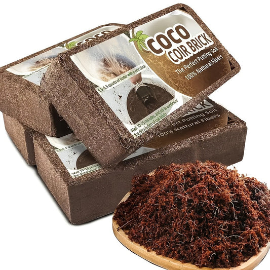 Coco Coir Bricks Natural Coconut Fiber Planting Soil | Compressed Coir Block Expands 6x for Hydroponics Potting Mix Garden Beds | 200g 400g 800g Options
