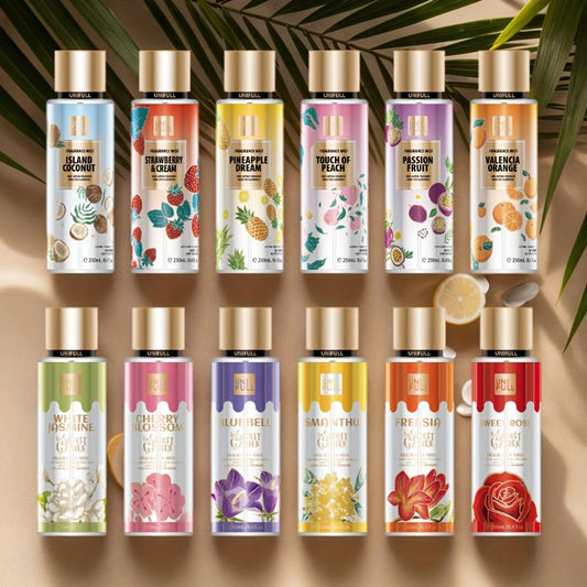 Floral Fruity Eau de Toilette Body Spray for Women 8.4oz — Long-Lasting Hair & Body Mist, 13 Scents Colorful Bottle, Perfect for Daily Wear Dates Parties & Gifting