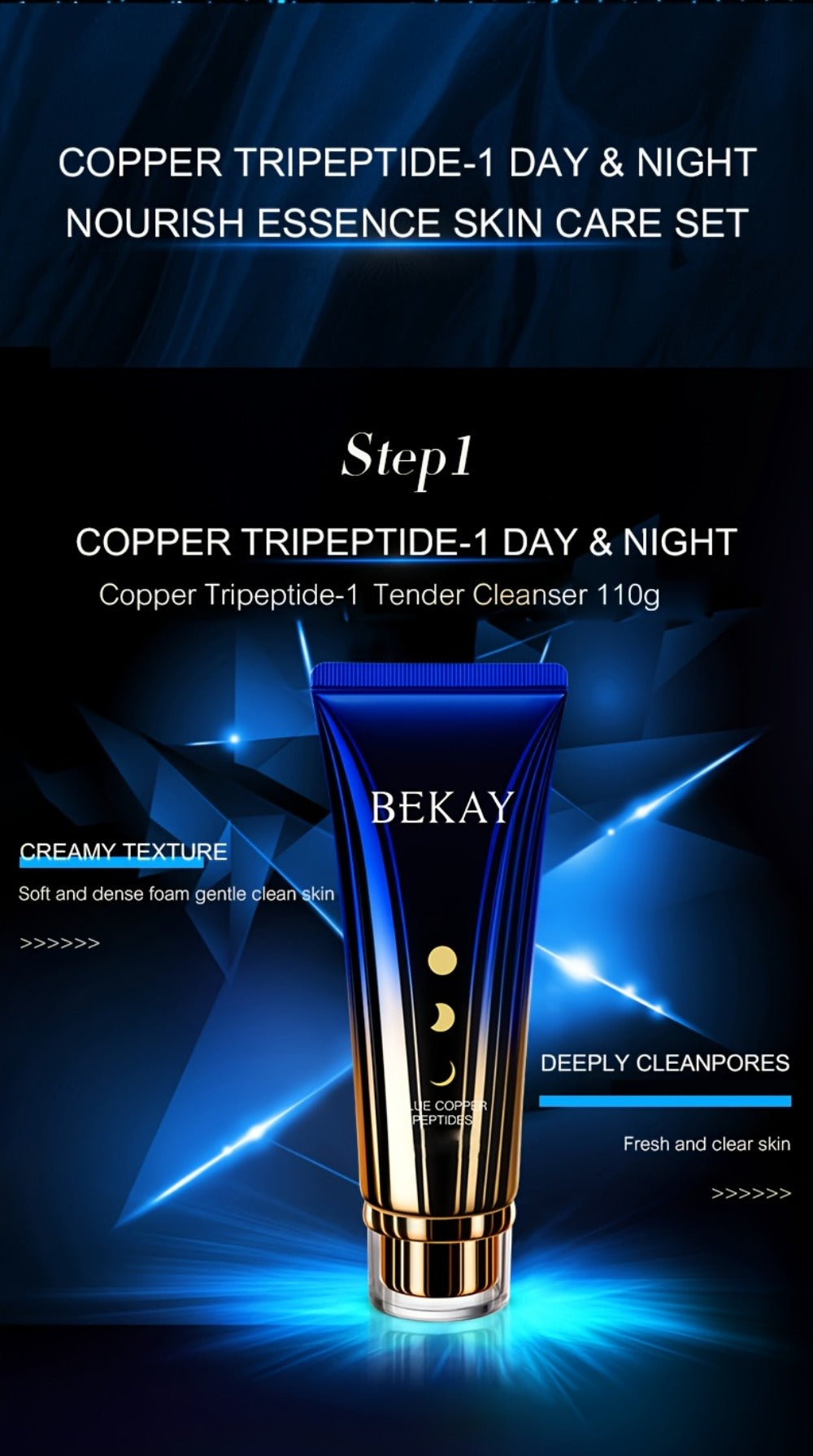 12-Piece BEKAY Skincare Gift Set with Blue-and-Gold Cleanser, Toner, Lotion, Cream and Eye-Care Collection