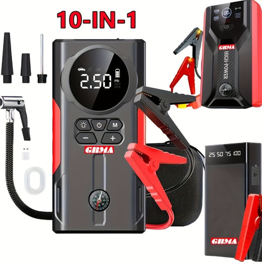 Portable Car Jump Starter 12V – Peak Power Battery Booster Pack for 8.0L Gas & Diesel Engines, USB Charging & LED Emergency Light, Roadside Car Starter Kit