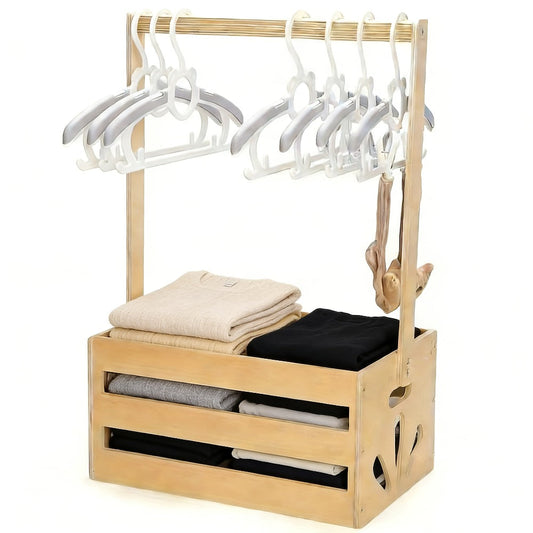 Wicker Storage Basket with Wooden Handle in a Single-Piece Decorative Organizer Format for Home Organization