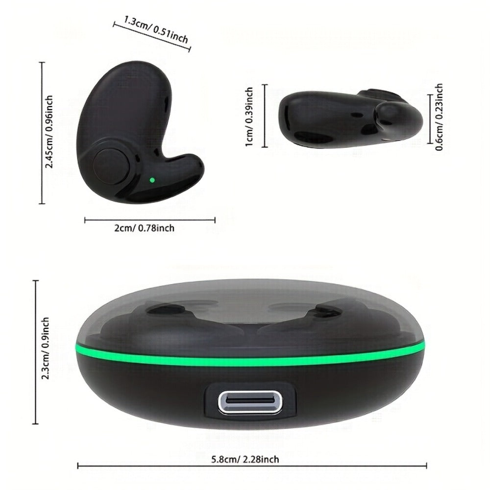 Invisible Sleep Earbuds TWS Hi-Fi Stereo Wireless Bluetooth Digital Screen Ultra-Long Battery 3 Colors for Android Apple Samsung All Smartphones Cycling Running Sports