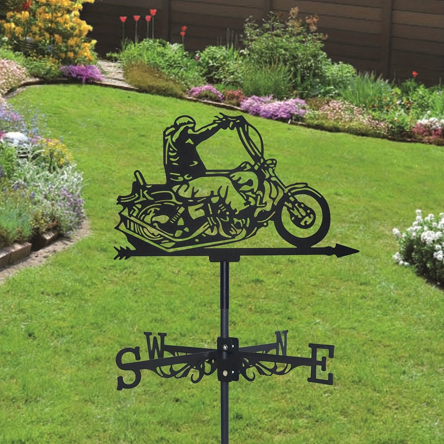 Weathervane | Metal Motorcycle Garden Yard Roof Wind Direction Decor