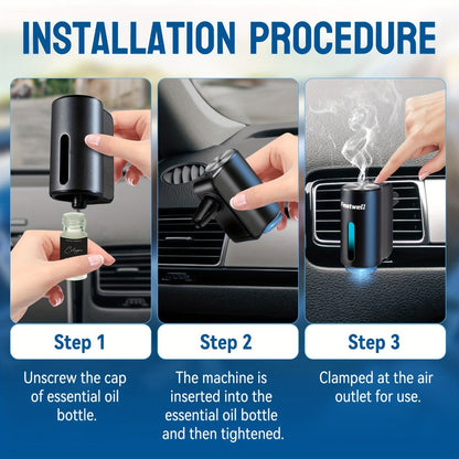 Car Air Freshener Featwell Waterless Vent Diffuser with Grey Six-Scent Refill Selection and USB-C Power