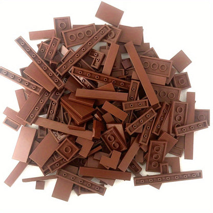 Flat Tile Building Block Refill Set with 150 Pieces in 1x1, 1x2 and 1x6 Sizes, Six Color Options