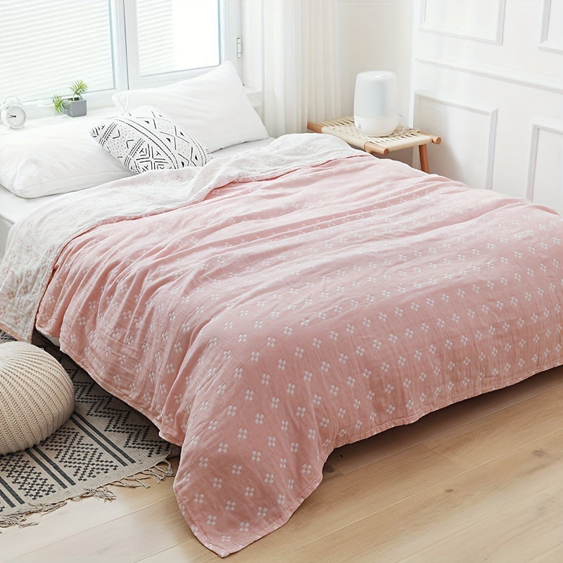 Jacquard Cotton Blanket – Geometric Cross Pattern Pure Cotton Throw, Soft Breathable All Season, Machine Washable, 4 Colors, 2 Sizes