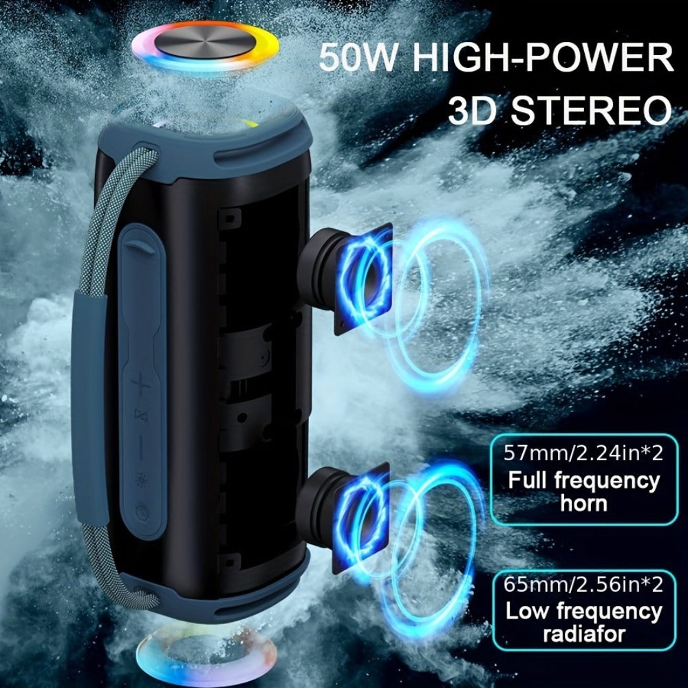 Portable Bluetooth Speaker 50W Party Audio Model with LED Lights, FM Radio, USB and TF Playback