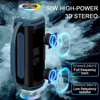 Portable Bluetooth Speaker 50W Party Audio Model with LED Lights, FM Radio, USB and TF Playback