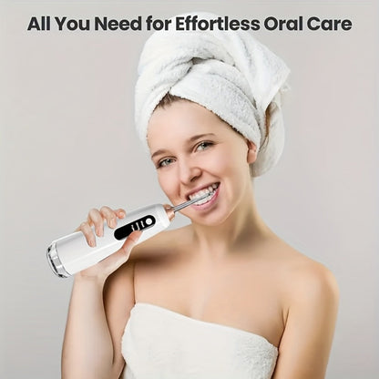 USB Rechargeable Electric Toothbrush and Water Flosser Set with Three Modes, Four Heads and Four Nozzles