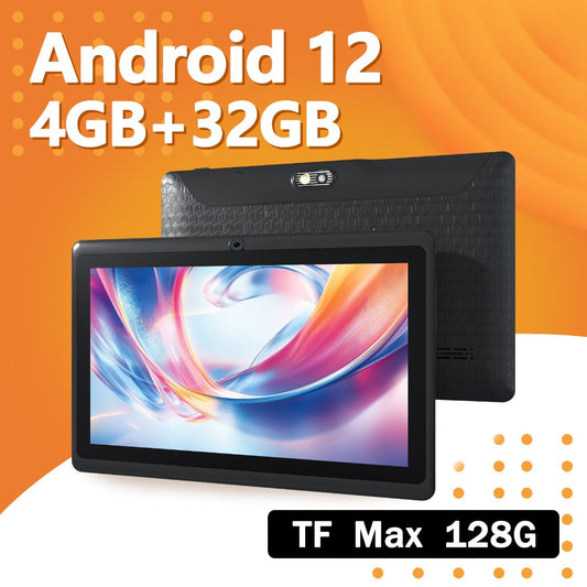 Android Tablet 7-Inch with Android 12, 4GB RAM, 32GB Internal Storage, Quad-Core CPU and Dual Cameras