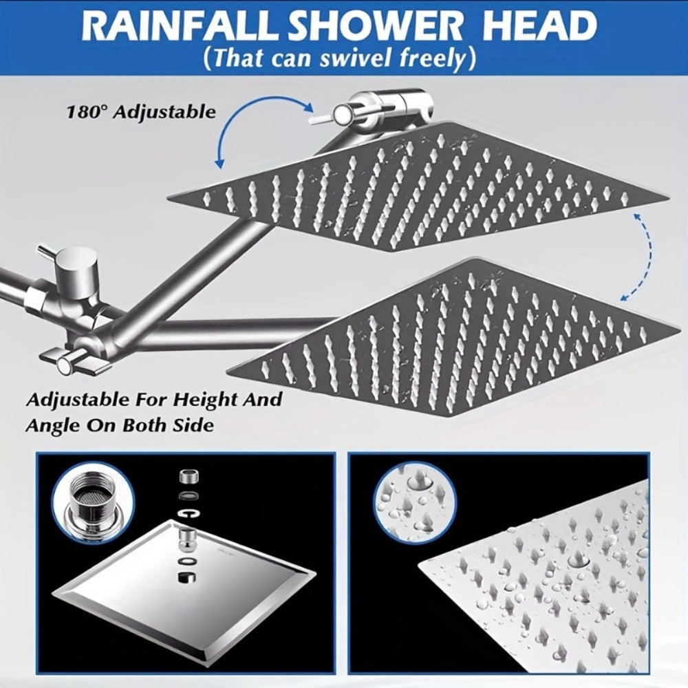 Rainfall and Handheld Shower Combo Sets with 8, 10 or 12-Inch Head Options in Chrome or Black