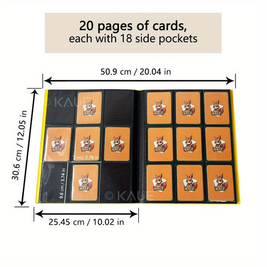 Pokemon Card Binder 360 Pocket 9-Pocket Side Loading – Durable PP Trading Card Album for MTG YuGiOh Sports Cards TCG, Double-Sided Pages, 7 Colors Green White Red Black Purple Blue Yellow
