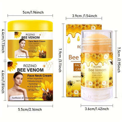 4-Piece ROZINO Bee-Themed Skincare Gift Set with Face and Body Containers in 40g, 50g and 150g Sizes