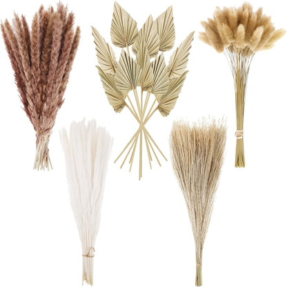 Dried Pampas Grass Decor Bouquet – Natural Fluffy Pampas Stems for Boho Wedding Centerpiece, Living Room Vase Filler, Nursery & Home Decor, Aesthetic Dried Flowers Arrangement, 110 or 300 Pcs