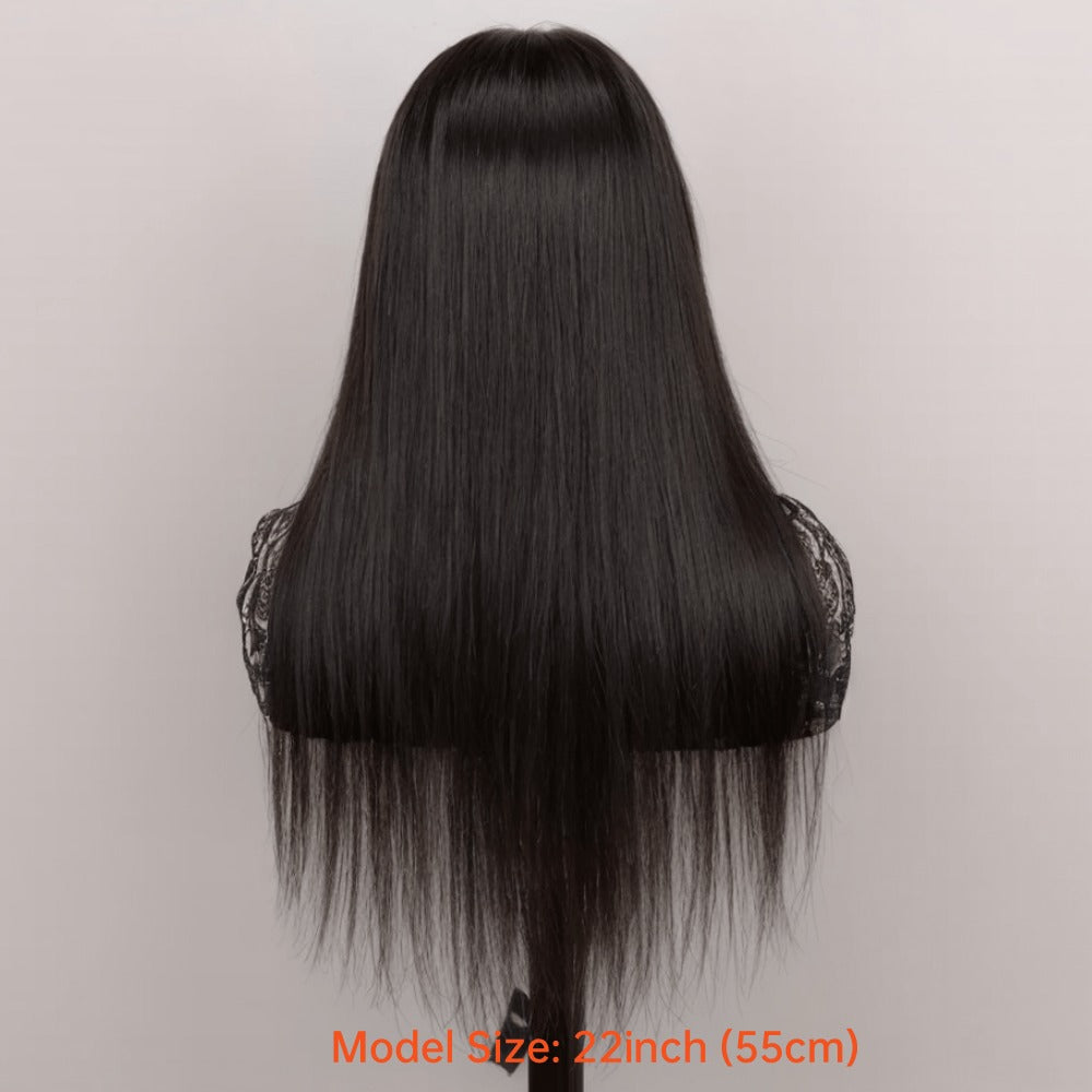 4x4 Lace Closure Straight Human Hair Wig in Natural Black with 12, 22 or 28 Inch Options for Women