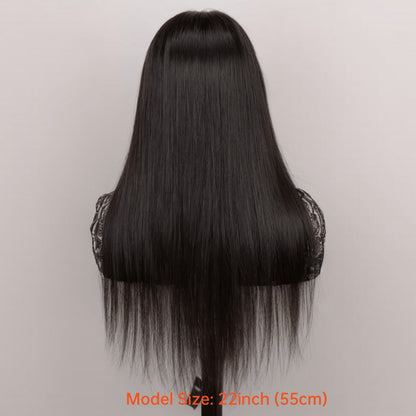 4x4 Lace Closure Straight Human Hair Wig in Natural Black with 12, 22 or 28 Inch Options for Women
