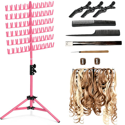 Braiding Hair Rack Hair Styling Tool with 144-Strand Layout, 30-50-Inch Height and Foldable Stand